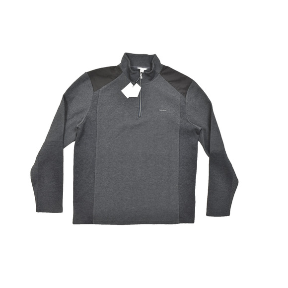 NEW Calvin Klein Men's Gray Waffle Knit 1/4 Zip Pullover Sweater Size L - Picture 1 of 8